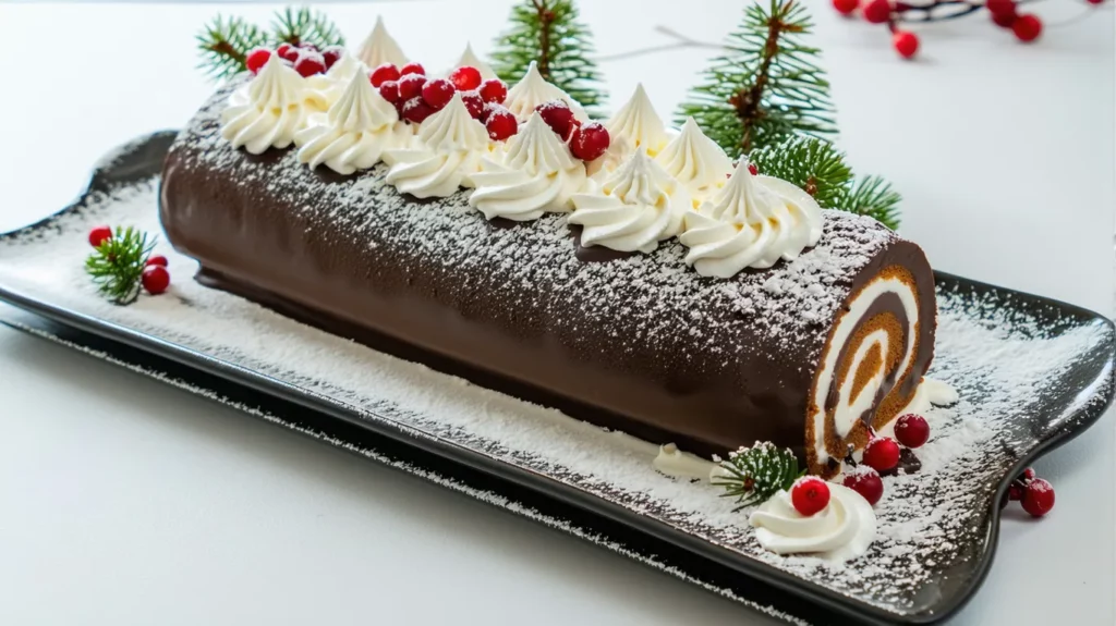 recette de la Bûche de Noël au chocolat et à la crème chantilly