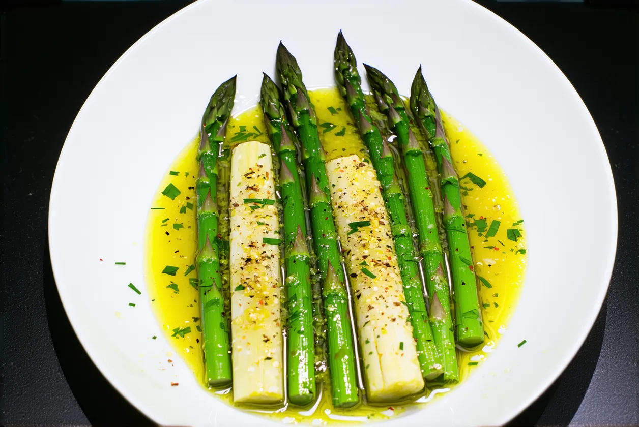 Asperges de printemps à la vinaigrette d'agrumes et herbes fraîches