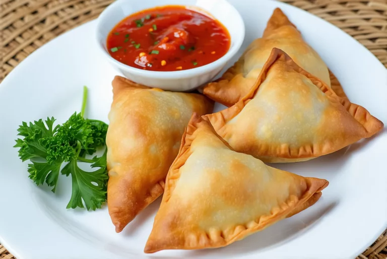 Samosas aux légumes avec une sauce qui claque