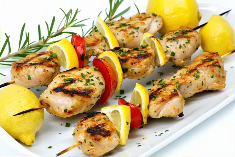 Brochettes de poulet marinées au citron et romarin : légères et pleines de soleil