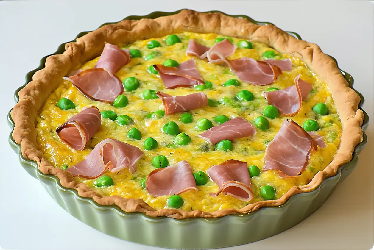 Quiche petits pois jambon rapide fait maison