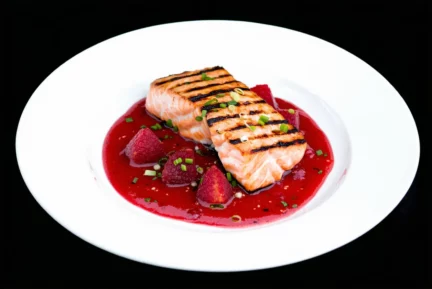 Recette des pavés de saumon grillés, sauce rhubarbe-gingembre