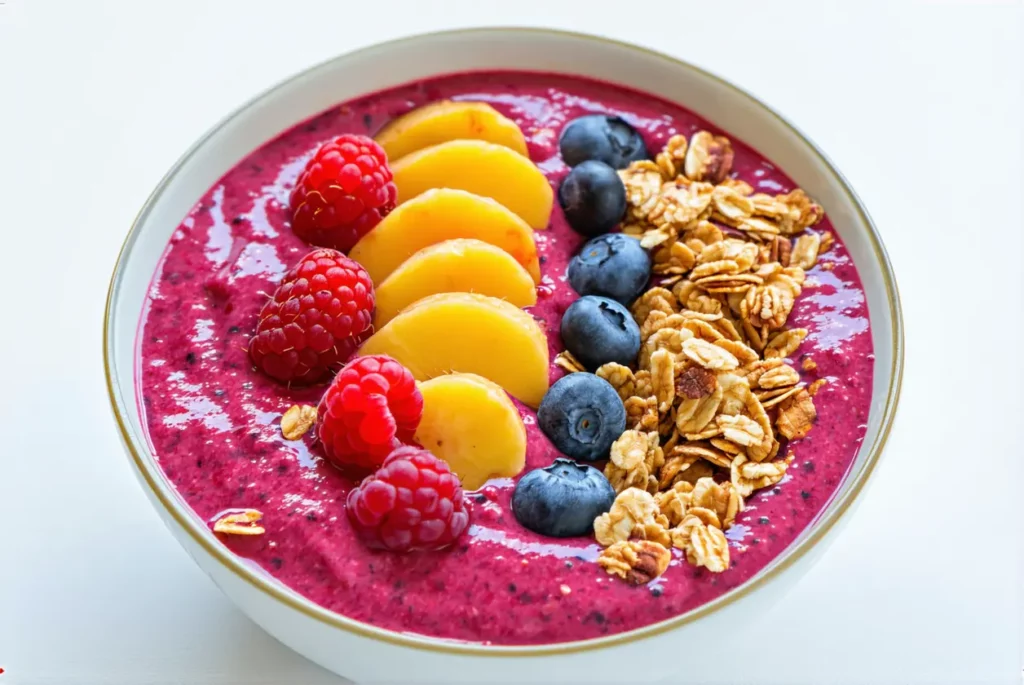 Smoothie bowl aux fruits rouges et granola : le petit-déjeuner parfait pour commencer la journée