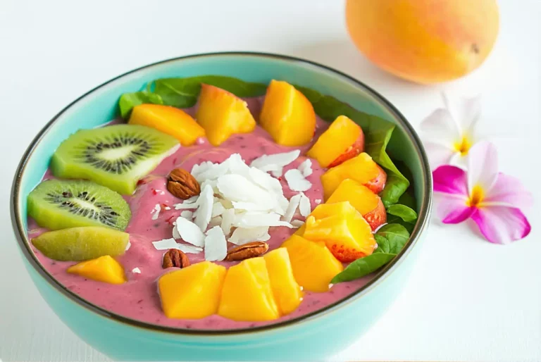 Smoothie bowl pêche-coco : le petit-déjeuner tropical qui booste vos matins