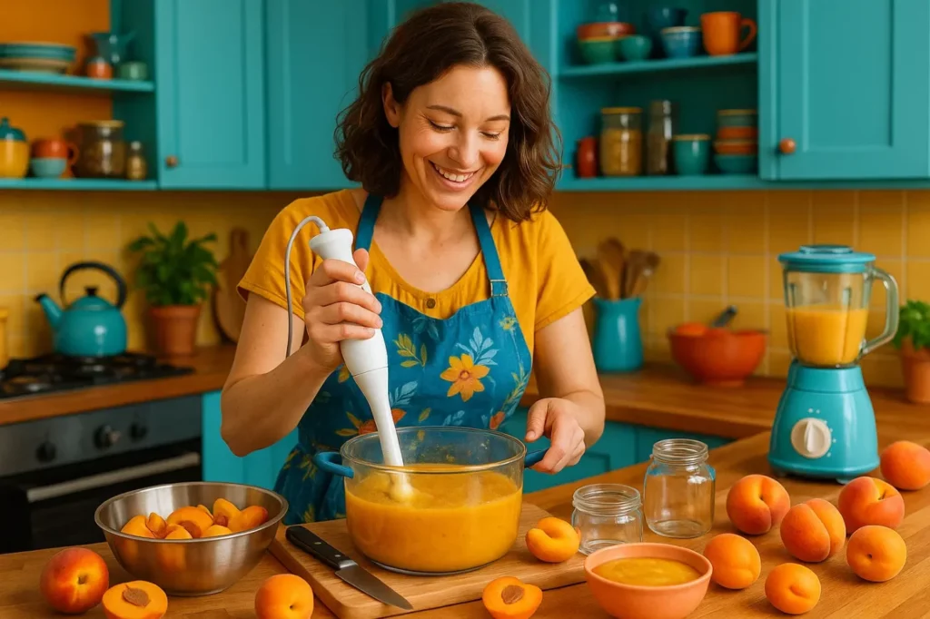 Recette de compote express pêche-abricot sans sucre ajouté parfaite pour vos enfants en été