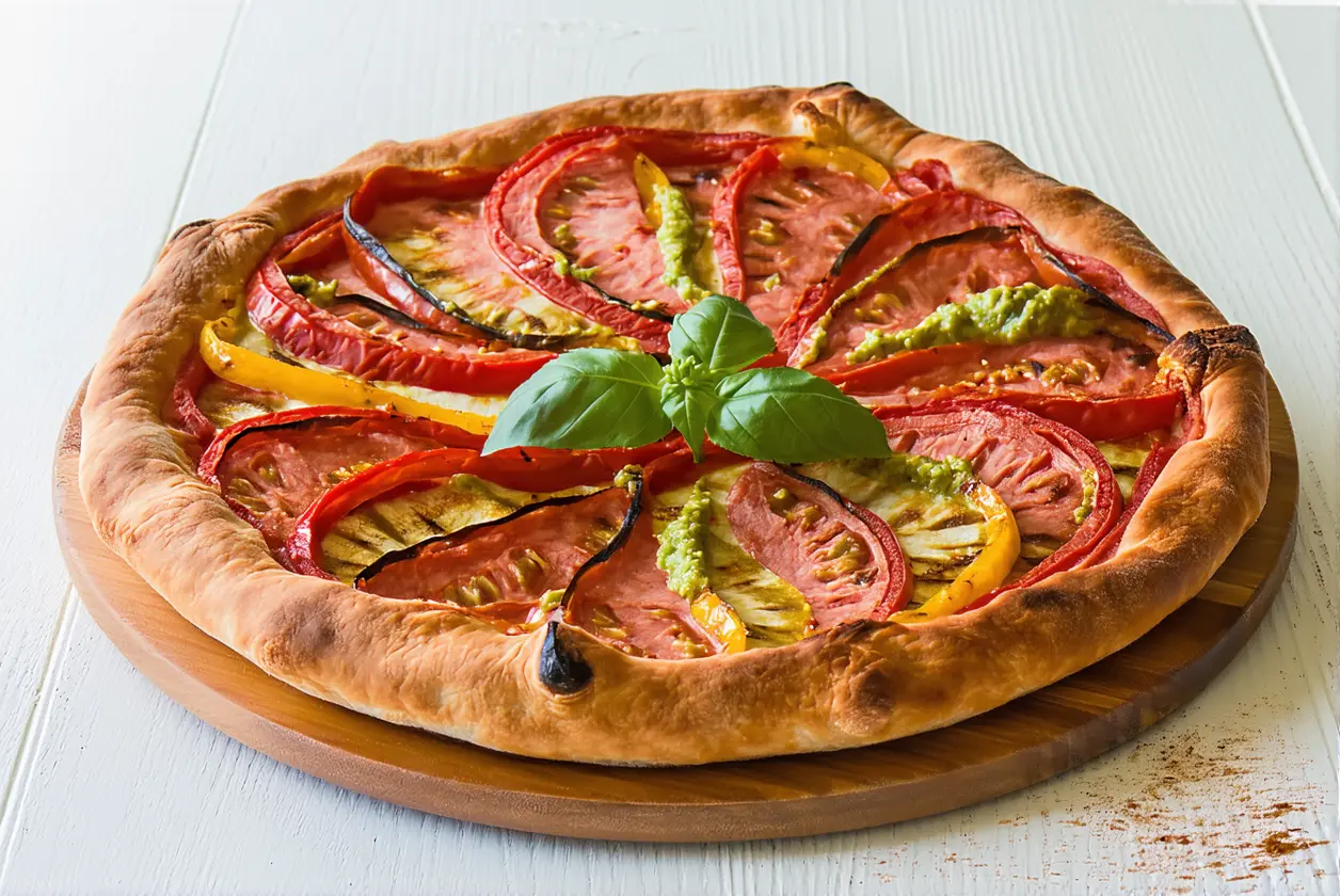 Tarte rustique aux tomates anciennes et moutarde à l’ancienne