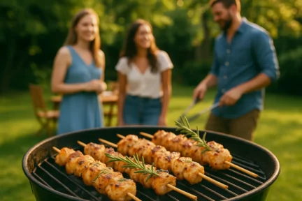 Brochettes de poulet-miel-romarin : le plat convivial pour les soirées d’été