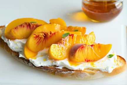 Tartine ricotta, pêche et miel sur pain complet – frais, rapide et original