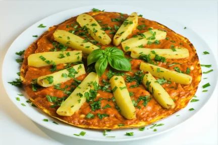Tortilla espagnole revisitée avec patate douce et herbes fraîches