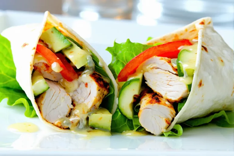 Wraps au poulet, crudités et sauce yaourt citronnée – une idée fraîche et prête en 10 minutes