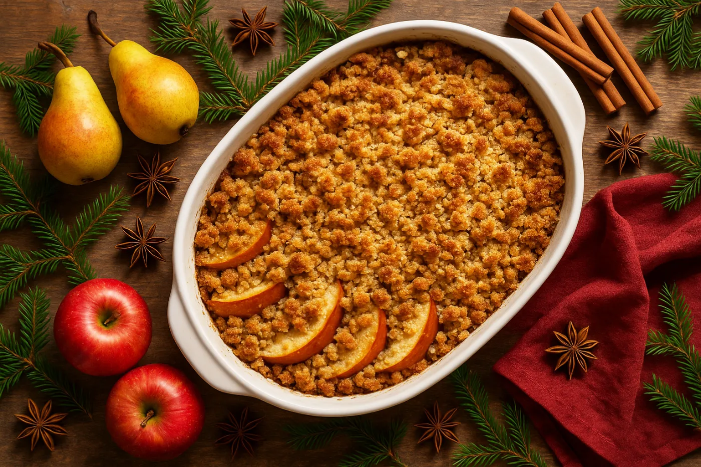 Mon crumble pommes-poires: le doux parfum irrésistible de Noël