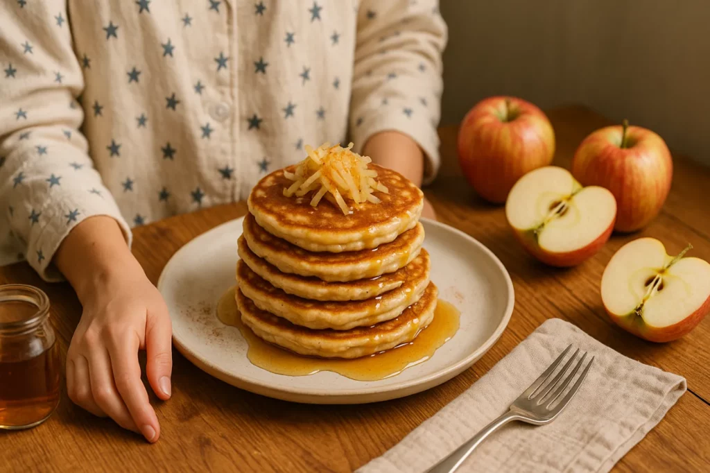 Pancakes fluffy aux pommes râpées pour matinée en pyjama