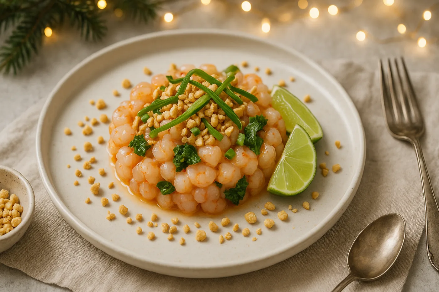 Tartare de crevettes façon Pad Thaï (inspiré par Pierre Chomet) : entrée chic et facile pour les fêtes