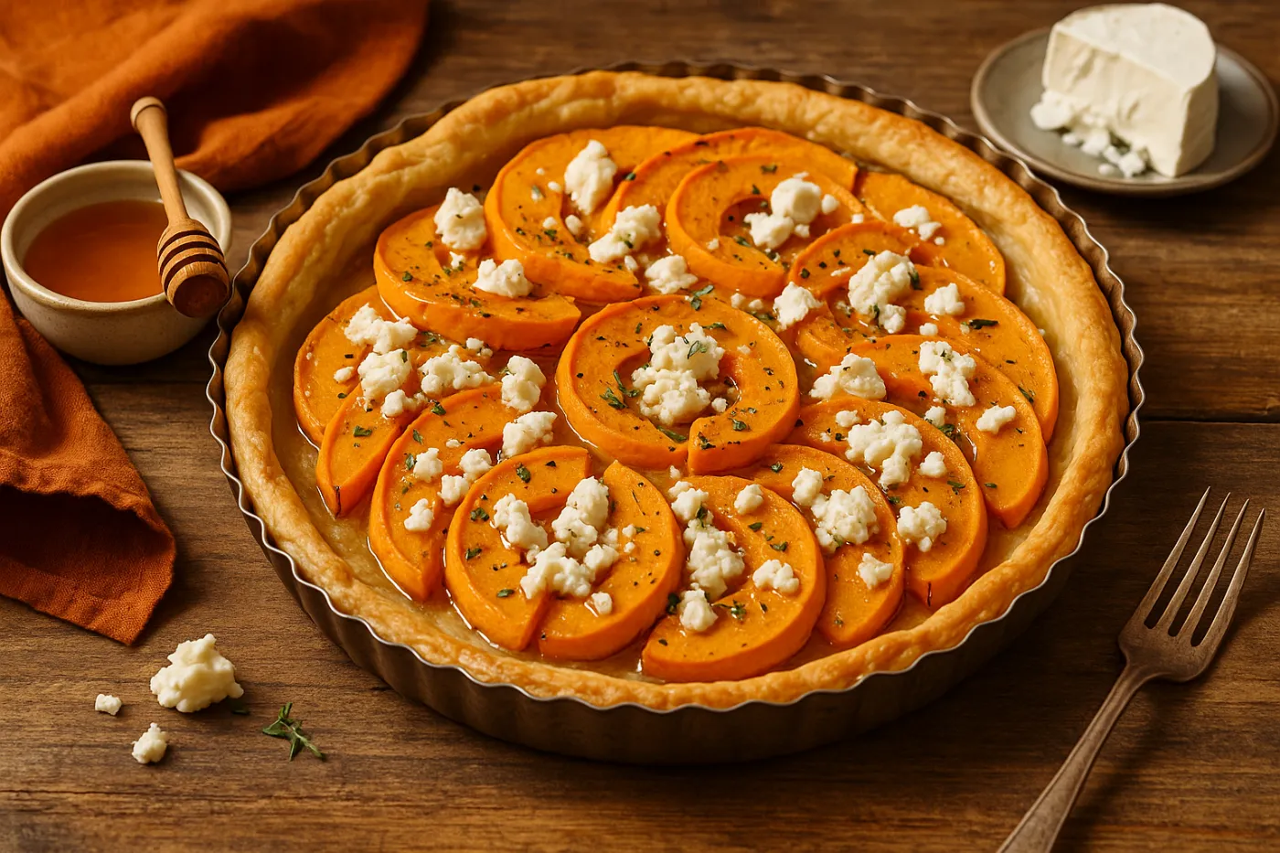 Tarte Butternut : parfaite pour un brunch sucré-salé au chèvre & miel