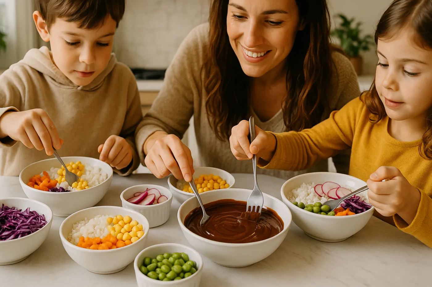 Bols de riz arc-en-ciel : le dîner mercredi rigolo où chacun compose son assiette