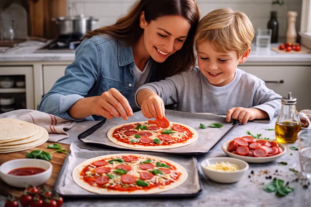 Pizza tortillas minute : la recette mercredi que mes enfants adorent préparer (prête en 15 min !)