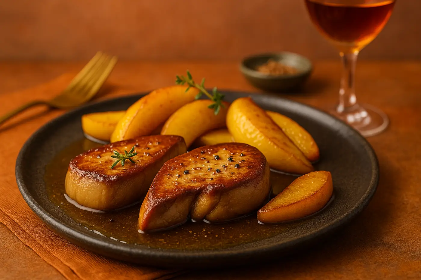 Escalopes de foie gras poêlées aux pommes caramélisées : le plat de fête express