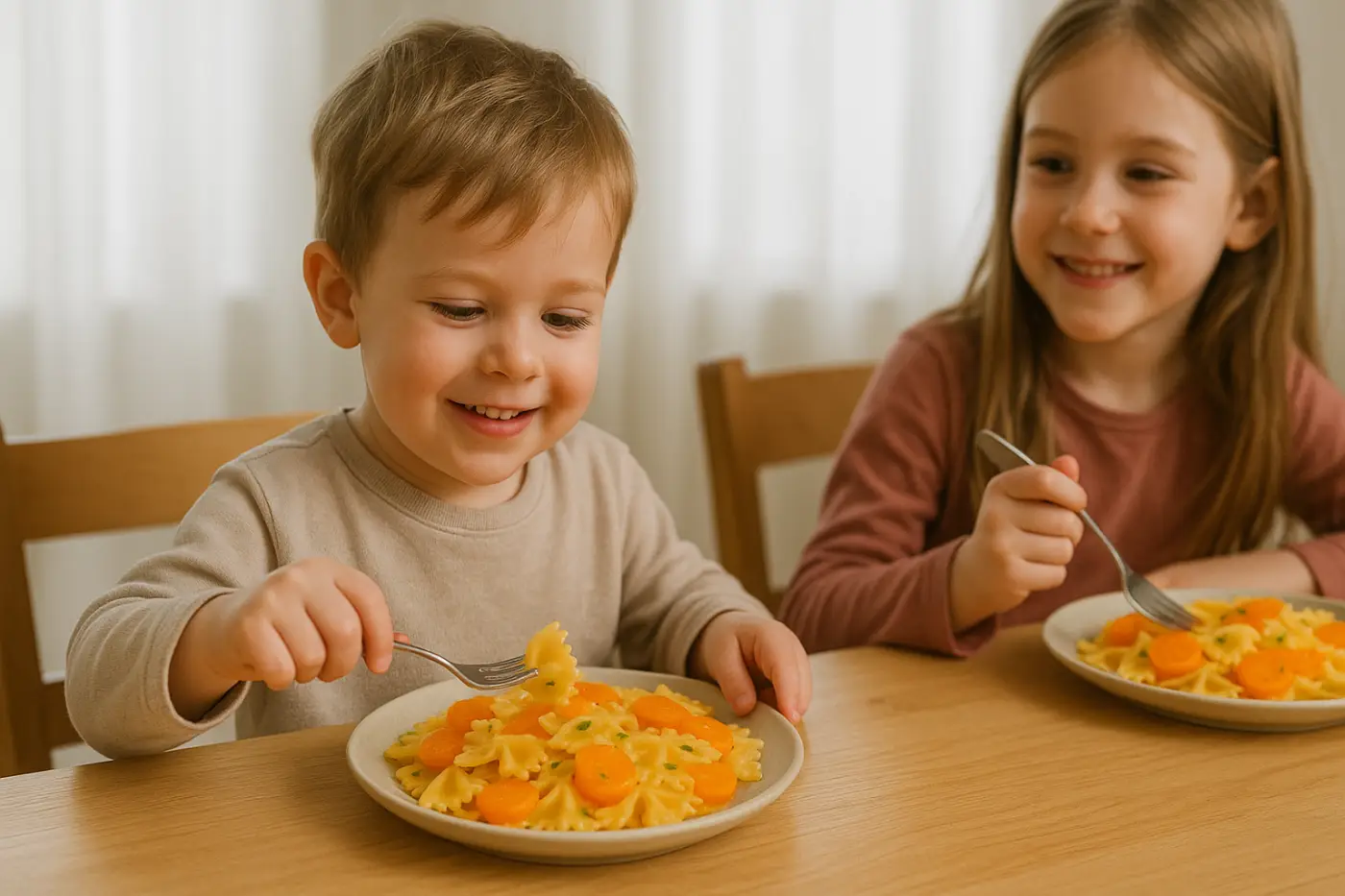 Pâtes aux carottes et crème : le plat doux et économique que les enfants adorent